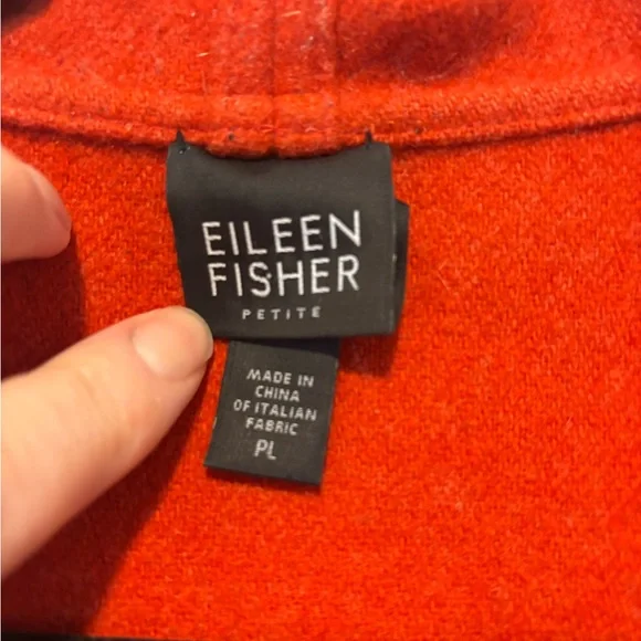 Eileen Fisher Wool Bold Red Hooded Cape Coat PL - Picture 2 of 6